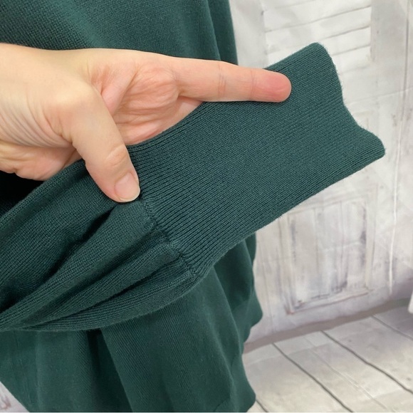 NEW Ralph Lauren Size 2X Cotton Blend Sweater Solid Green Puff Sleeves Crew Neck - Picture 5 of 13